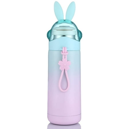 

BORKE Girls Travel Mug Cute Bunny Insulation Bottle Leak-proof Vacuum Flask for Baby Hot Water (350ml)