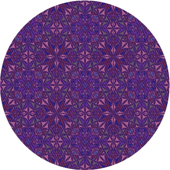 Ahgly Company Indoor Round Patterned Dark Orchid Purple Area Rugs, 6' Round