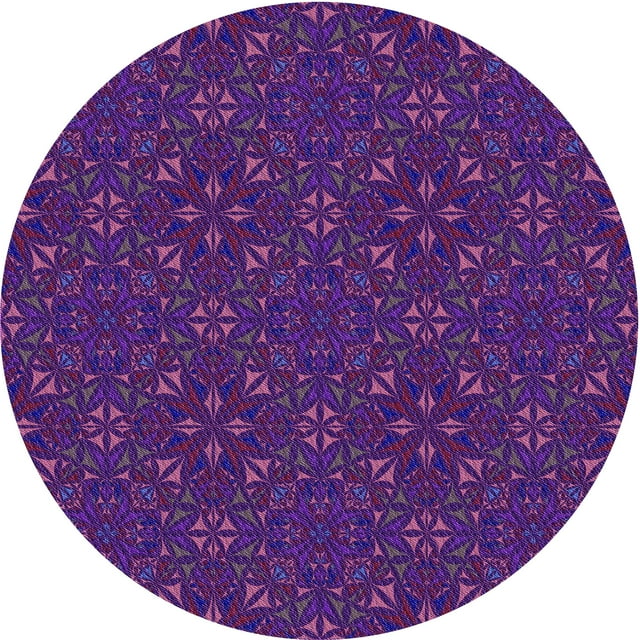 Ahgly Company Machine Washable Indoor Round Transitional Dark Orchid Purple Area Rugs, 3' Round