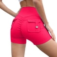 thumbnail image 2 of Breezora Women's High Waist Button Detail Yoga Shorts Scrunch Lifting Workout Running Quick Dry Gym Bottoms, 2 of 8