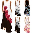 thumbnail image 2 of 2026 New Summer Women's Sleeveless Long Dress V-neck Printed Floral Dress Women's Clothing, 2 of 7
