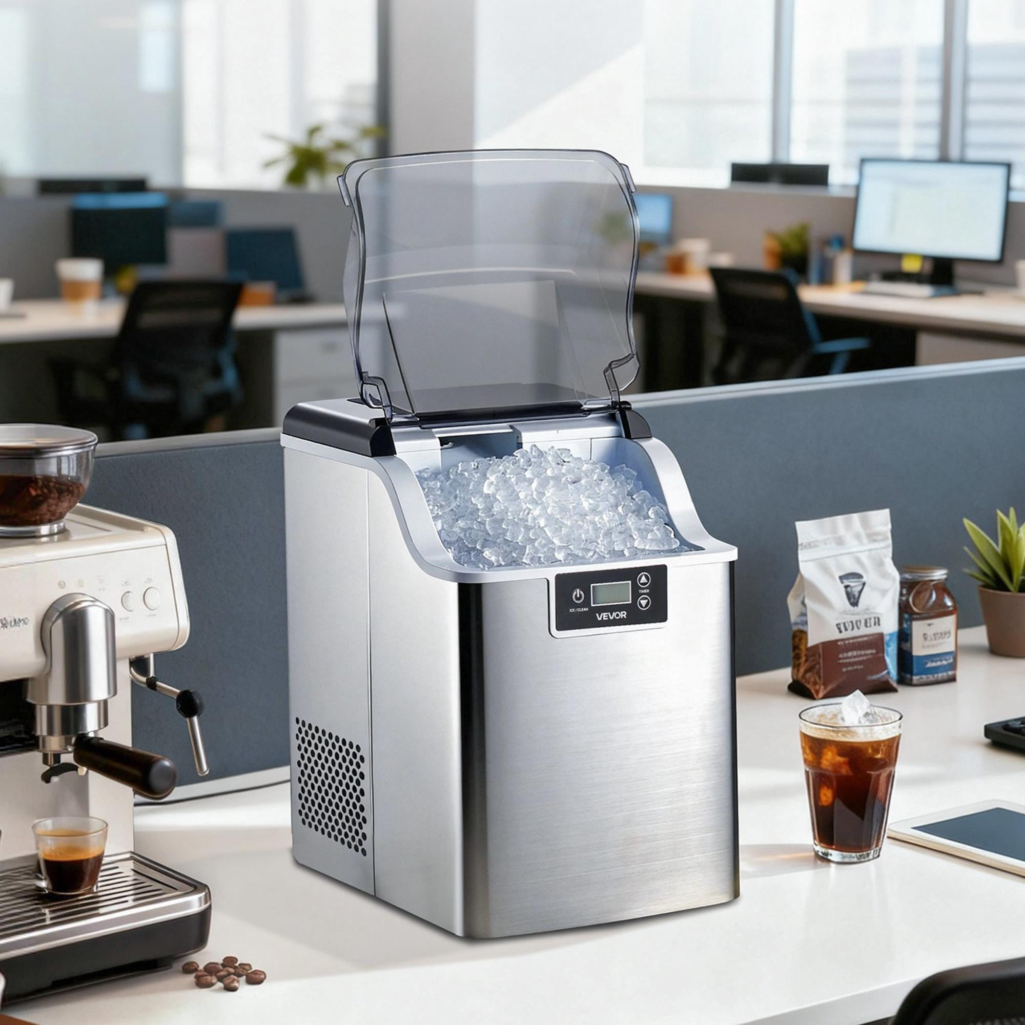 Countertop Nugget Ice Maker, 44 lbs/24H Portable Ice Machine with Self-Cleaning, 4 lbs Ice Storage Basket, Stainless Steel Quiet Ice Maker <55dB for Home Kitchen Office Bar Party