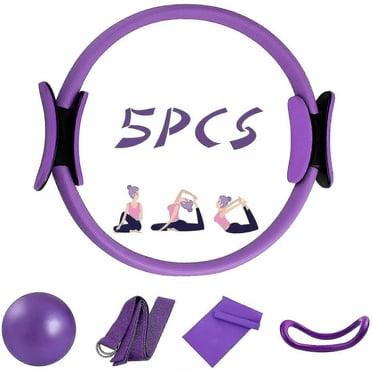 5 Pcs Pilates Ring Set 14" Yoga Fitness Magic Circle for Core Strength & Flexibility, Home Workout Kit