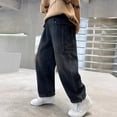 thumbnail image 3 of Pantalones vaqueros largos para niños, vaqueros holgados de cintura elástica a la moda, pantalones casuales versátiles de pierna recta, pantalones de mezclilla, pantalones de poliéster para niños, 3 of 8