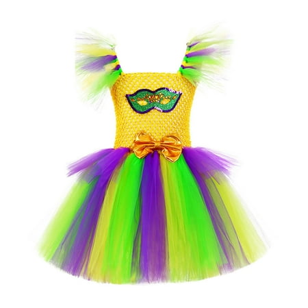 3-8 YearsCarnival Mesh Dress for Girls,Mardi Grass Dresses for Little Girls Tutu Dress,Toddler Girl Clothes Clearance, Calvin Klein Girls Sleeveless Party Dress,Sequin Dress Ball Princess Dress