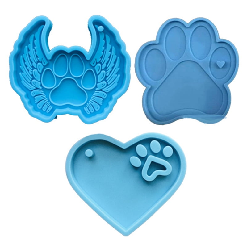 HGYCPP 3 Pcs/Set Dog Paw Style Keychain Epoxy Resin Mold Necklace Pendant Silicone Mould DIY Crafts Jewelry Casting Tools
