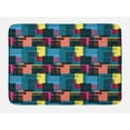 thumbnail image 1 of Retro Bath Mat, Hand Drawn Vintage Composition of Geometric Shapes Squares Rectangles and Stripes, Non-Slip Plush Mat Bathroom Kitchen Laundry Room Decor, 29.5 X 17.5 Inches, Multicolor, Ambesonne, 1 of 2