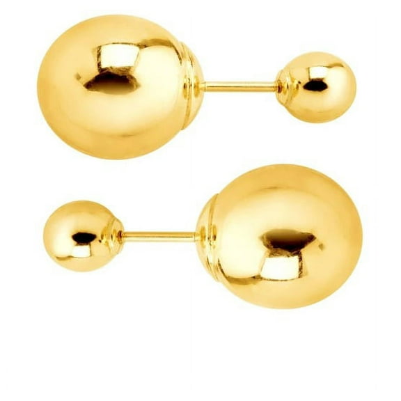 10K Yellow Gold Plated 10 mm Yellow Pearl Round Stud Earrings