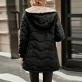 thumbnail image 4 of Wutalume Women's Solid Color Thick Long Sleeve Fashion Coat Jacket with Geometric Wave Hood, Mid Length Plush Insulated Coat for Cold Weather Comfort,Black S, 4 of 5