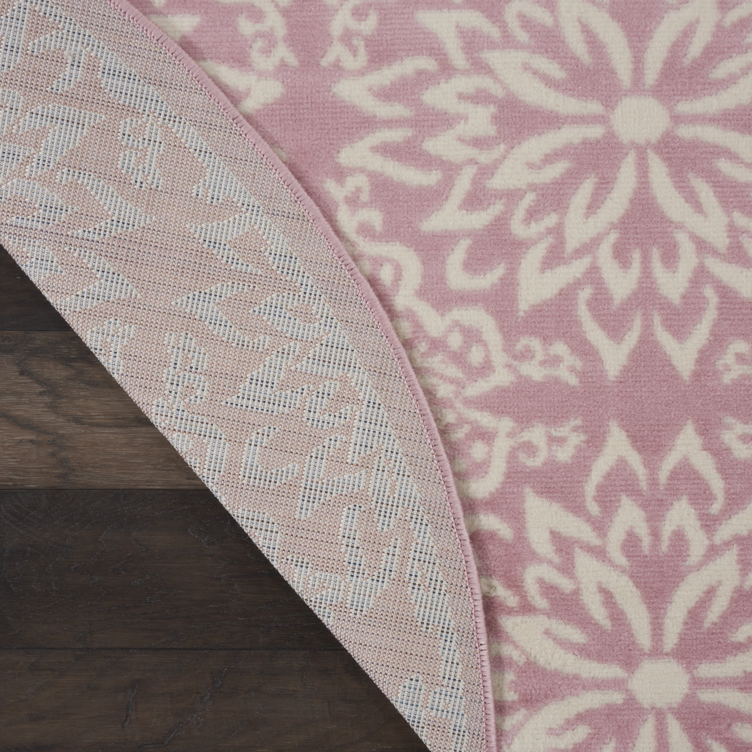 Walmart Bliss Round Area Rug, Floral Ivory/Pink, 5 ft 3 in
