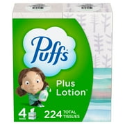 Puffs Plus Lotion Facial Tissue, Cube, 56 Tissues Per Box, 4 Count