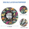 thumbnail image 3 of Shower Caps,DarkBlue Colorful Dinosaurs Pattern Waterproof Shower Cap for Women 4 Pieces,Double Reusable Hair Cover for Shower PEVA Elastic Stretch Hem, 3 of 7