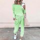thumbnail image 1 of Puntoco Traje Casual Con Cordón Y Cuello Redondo De Manga Larga Con Estampado Holgado A La Moda Para Mujer Verde Xxl, 1 of 5
