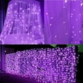 thumbnail image 4 of Twinkle Star Christmas Decoration Curtain String Lights with Remote Control Timer, Christmas Lights, Purple, 300 LEDs, 4 of 7