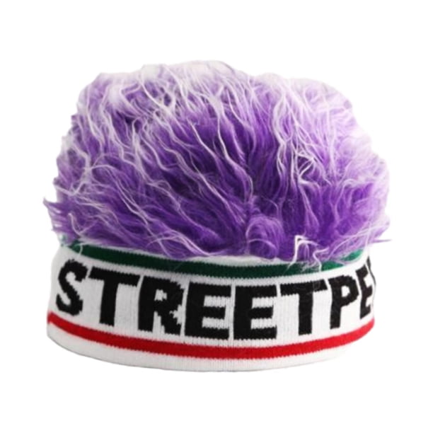 Gorro con peluca de pelo, gorro con peluca con visera, gorro novedoso para hombres y mujeres, para actividades al aire libre y casuales Púrpura