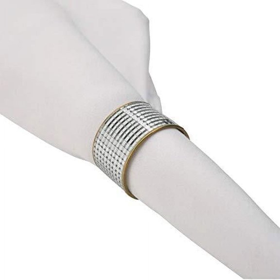 Fennco Styles Delicate Mirror Design Metal Napkin Rings, Set of 4
