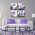 thumbnail image 6 of bathroom wall Decor wall art for bedroom Canvas Prints for kitchen poster pictures artwork Home wall Decorations for living room 16" x 16" 4 Pieces Framed Black and white landscape purple flowers, 6 of 6