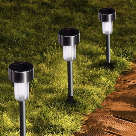 Eecoo Led Solar Pathway Lights Stainless Steel Powered Eecoo Led Solar Pathway Lights Stainless Steel Powered Outdoor Landscape Lighting For Driveway Yard Lawn Garden Walkway Com