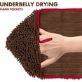 thumbnail image 2 of GFDYREE - Ultra Absorbent Microfiber Chenille Dog Bath Shammy Towel with Hand Pockets, Durable, Quick Drying, Washable, Prevent Mud Dirt (Color: Brown), 2 of 7