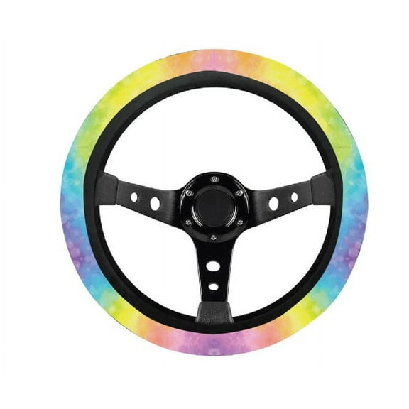 Women's Tie-Dye Print Car Steering Wheel Cover Absorbant Fabric Material, Universal Fit