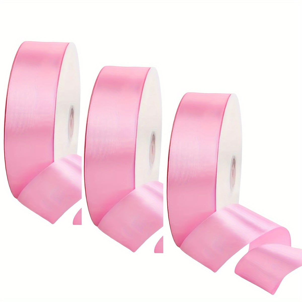 3Rolls Solid Ribbon for Flower Bouquets, DIY Decor. 300 Yards Polyester Ribbon in Red, Pink, Golden Yellow. Ideal for Gift Wrapping, Hair Accessories, Christmas, Weddings & Birthdays