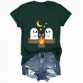 thumbnail image 6 of TOWED22 Halloween T Shirt Women Crew Neck Short Sleeve Cute Bow Ghost Graphic T Shirts - Spooky Print Loose Top Funny Fashion Clothes(Dark Green,M), 6 of 8
