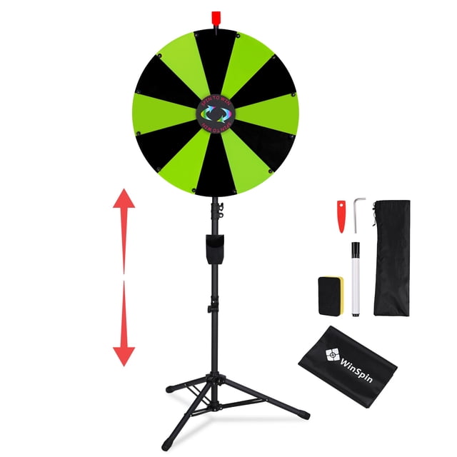 WinSpin Roue de Prix d'Exposition 24 Pouces Noire et Verte Trépied Bricolage 12 Emplacements Roue Modulaire Personnalisée Tournante pour Salon Professionnel Pop-Up