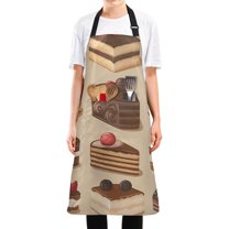 Yayeee Chief Kitchen Apron with Pockets for Cooking Water Resistant Unisex Adjustable Neck Strap, Brown Cakes