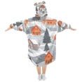 thumbnail image 2 of FORMRS Wearable Blanket Hoodie with Sleeves for Kids Cozy Flannel Sweatshirt, Gray Snow Houses, 2 of 7