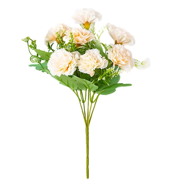 Worallymy Artificial Clavel Ramo Simulación Floral Decoración Hogar Oficina Decoración Paño Flor Falsa Champán Worallymy JD735806610