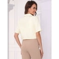 thumbnail image 3 of DARING DIVA Women's Casual Work Cropped Blazer Short Sleeve Suit XS Beige, 3 of 6