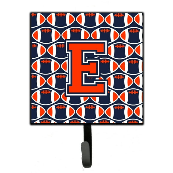 Letter E Football Orange Blue and white Leash or Key Holder