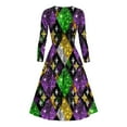 thumbnail image 4 of Jinhomg Mardi Gras Dress for Women Party 2025 Funny Carnival Themed Masks Print Dresses Lightweight Casual V-Neck Midi Dress Holiday Party Wear Fall Saving Multicolor M, 4 of 5
