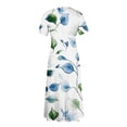 thumbnail image 6 of LWavelet Women's Plus Size Bohemian Patchwork Maxi Dress Short Sleeve Tie Waist Casual Ethnic Dress with Pockets Dark Blue XL, 6 of 7