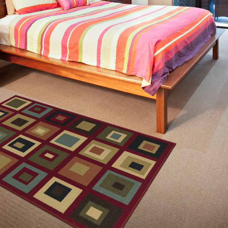 Ottomanson Classics Non-Slip Rubberback Vintage Striped 3x5 Indoor Area Rug, 3'3 x 5', Multicolor Stripes