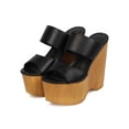 thumbnail image 5 of Wild Diva EF90 Women Leatherette Peep Toe Wooden Slip On Wedge, 5 of 5
