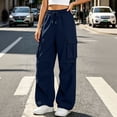 thumbnail image 3 of Women's High Waisted Cargo Pants Elastic Waist Drawstring Solid Color Jogger Cargo Pants with Multi Pockets Adjustable Cinched Hem Casual Sweatpants, 3 of 7