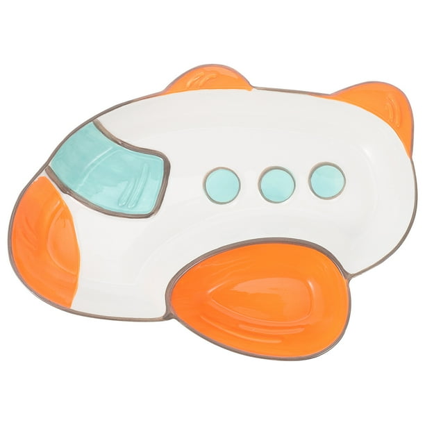 EeaseMX Plato de cerámica con forma de avión de dibujos animados para uso doméstico infantil, 1 pieza