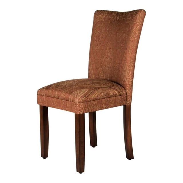 HomePop Traditional Fabric Parsons Dining Chair, Red/Gold (Set of 1)