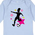 thumbnail image 4 of Inktastic Girl Playing Soccer- Pink and Yellow Stars Girls Long Sleeve Baby Bodysuit, 4 of 5