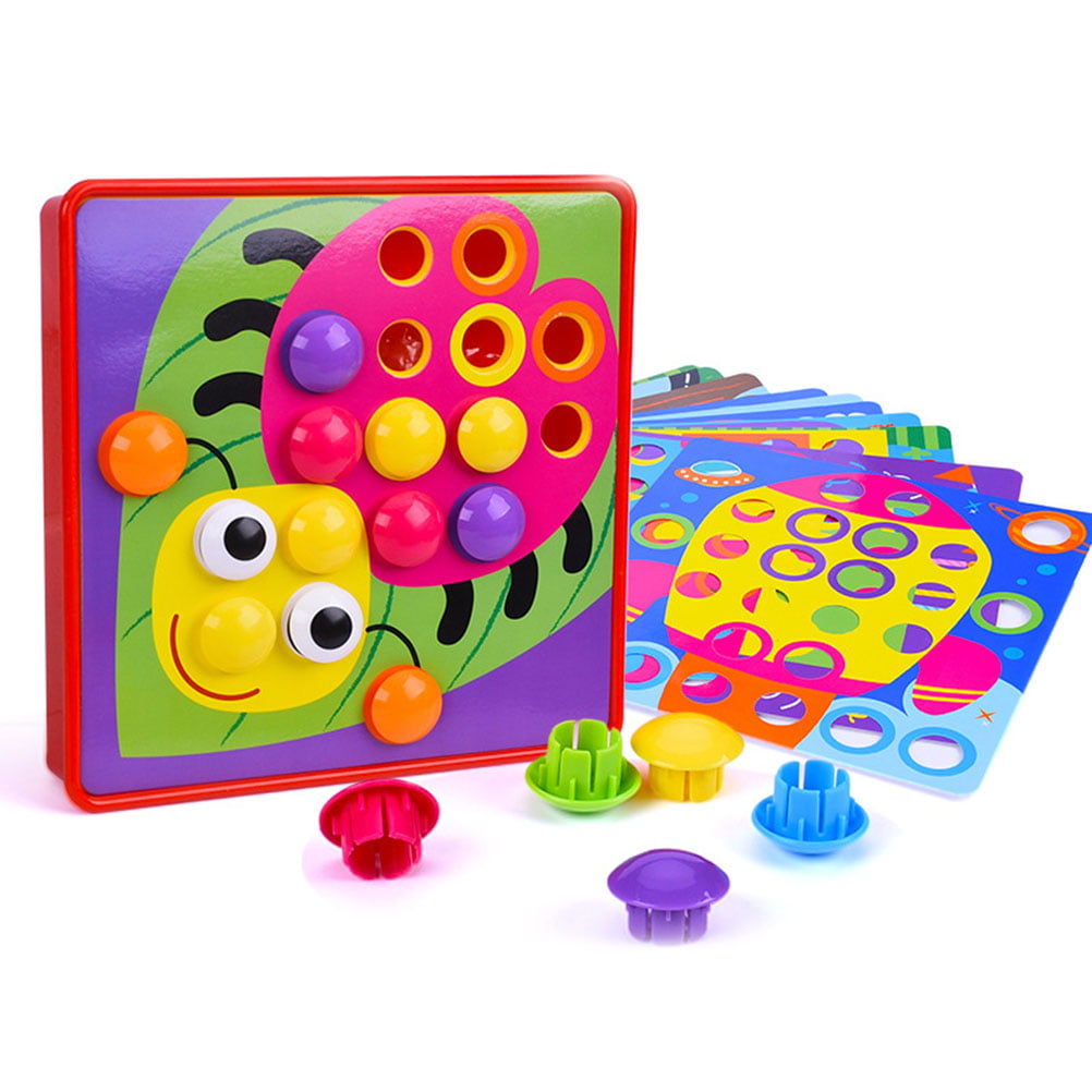 Colour Matching Mushroom Nails Pegboard Early Educational Gvoo Button Art Game 