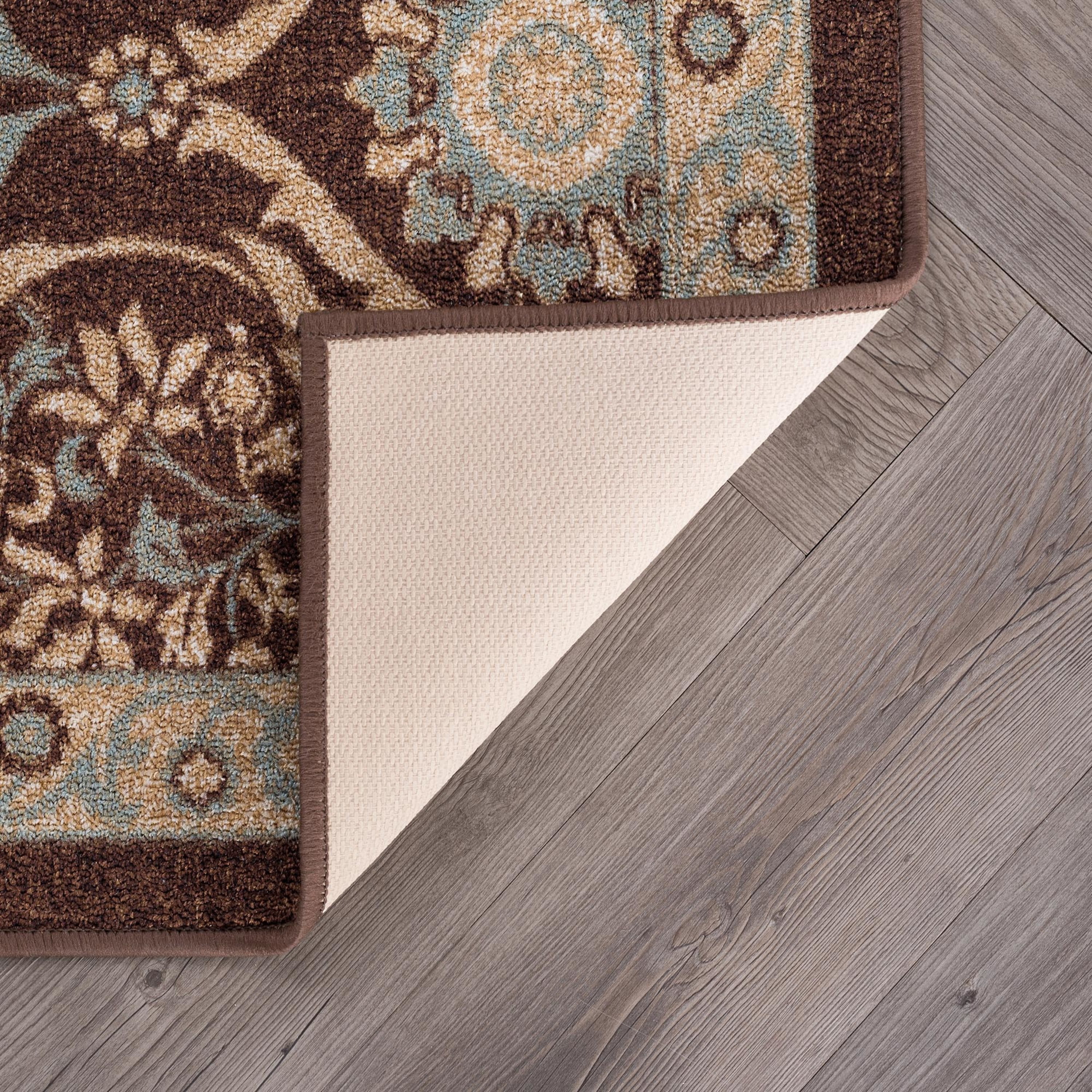 Transitional Area Rug (3-Piece Rug Set: (5' x 7', 20'' x 60'', 20'' x 32'')) Floral Brown, Beige Indoor Set Easy to Clean