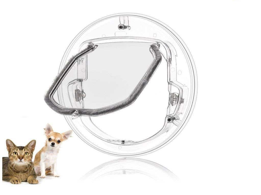 Pet Door for Cats Small Dogs 4 Ways Lock Round Clear Cat Pet Door for Cats Small Dogs 4 Ways Lock Round Clear Cat