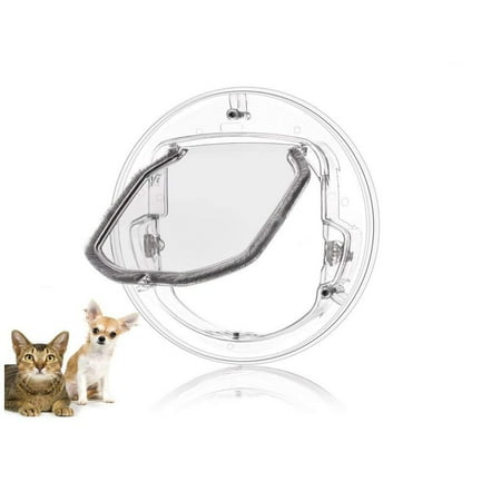 Pet Door For Cats Small Dogs 4 Ways Lock Round Clear Cat Flap