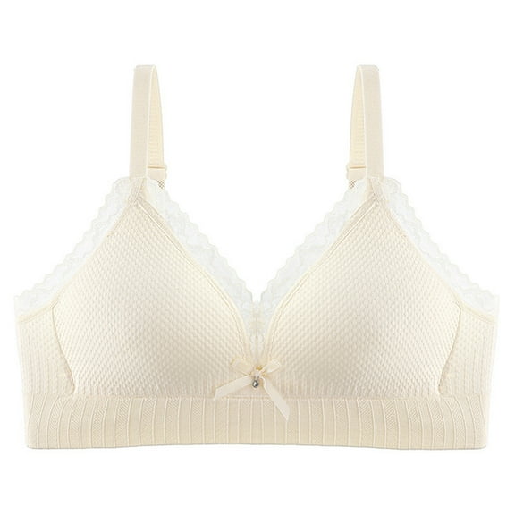 Babcutegg Bras for Kid Girls Pull-on Design Adjustable Straps Comfortable Molded Padded Wireless Girls Underwear Beige Size 14