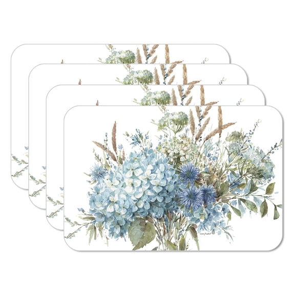 CounterArt "Bohemian Blue" 4-Pack Reversible Flexible Plastic Tabletop Placemats