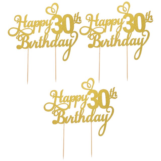 3pcs Dessert Toppers 30th Birthday Party Cupcake Topper Baking DIY Ornaments