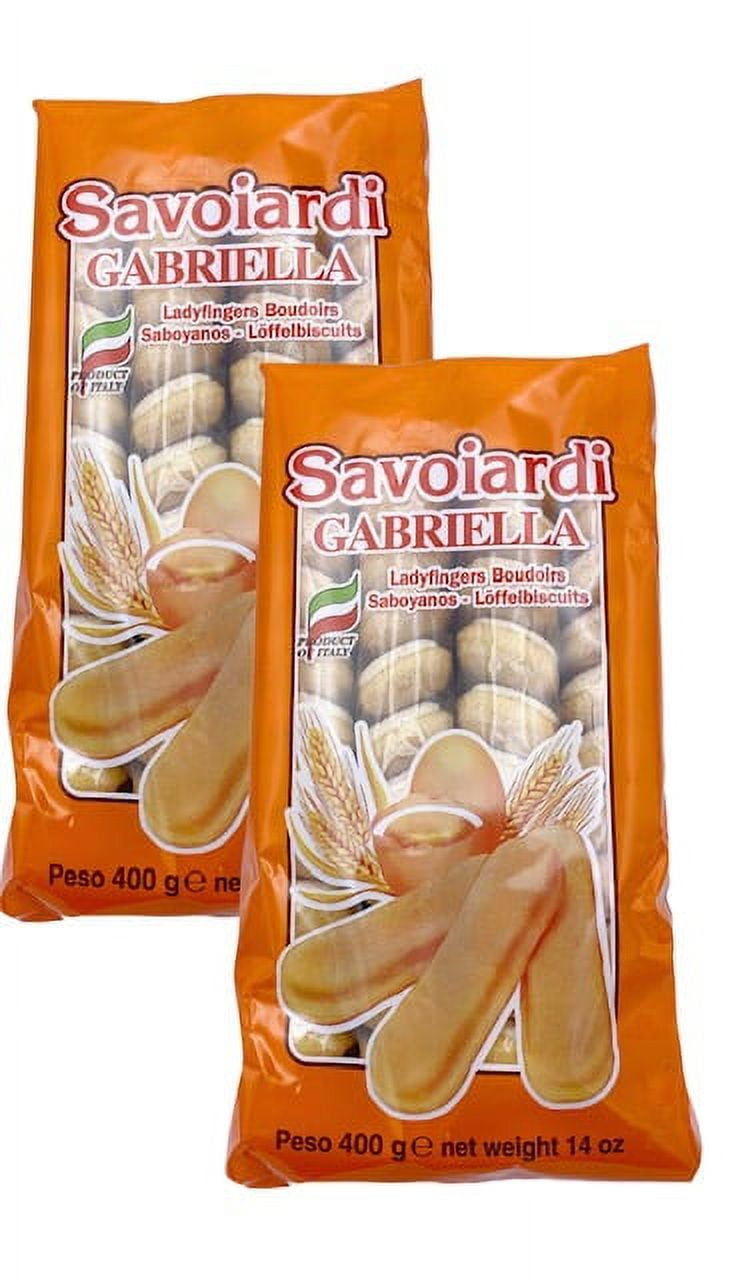 2 Pack Savoiardi Italian Gabriella Lady Fingers Champagne Biscuits | Bellamore Ladyfinger Cookies | Perfect for Tiramisu | Imported From Italy | Large 400g/each