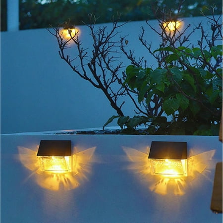 

RnemiTe-amo Solar Lights Outdoor 4 Packs Solar Decks Lights Fence Lights Waterproof LED Solar Lights For Fences Stairs Patio Garden Yard Warm Lights