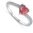 thumbnail image 4 of CHOOSE YOUR COLOR Solitaire Simulated Garnet Heart Promise Ring .925 Sterling Silver Band Red CZ Female Size 10, 4 of 4